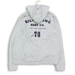 BILLABONG ビラボン 通年 ロゴ刺繍★ ナンバリング パイル プルオーバー パーカー Sz.M　メンズ グレー