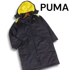 PUMA プーマ FK1512 秋冬 ロゴ★ 中綿 ベンチ コート Sz.140 キッズ レディースにも 黒 トレーニング