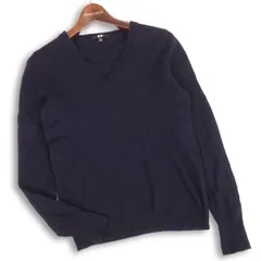 UNIQLO ユニクロ 秋冬 高級 カシミヤ100%♪ Vネック セーター プルオーバー ニット Sz.M レディース 紺 ネイビー