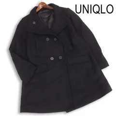UNIQLO ユニクロ 秋冬 wool Collection★ スタンドカラー  ウール ダブル コート Sz.XL　レディース 黒 大きいサイズ
