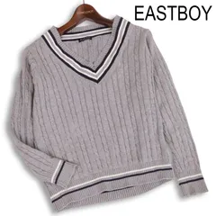 EASTBOY Venus イーストボーイ ヴィーナス 刺繍♪ コットン チルデン スクール ニット セーター Sz.9　レディース 灰 学生