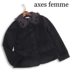 axes femme アクシーズファム 秋冬 フリル フラワー レース♪ ジャケット コート Sz.L　レディース 黒