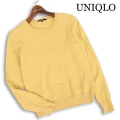 UNIQLO ユニクロ 秋冬 高級 カシミヤ100%♪ クルーネック ニット セーター Sz.M　レディース 黄色
