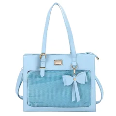 [ハルジオ] 痛バッグ トート 痛バ ショルダー 推し活バッグ トートバッグ ショルダーバッグ ハンドバッグ 2WAY 痛バック 可愛い 高級 いたばっく いたば 推し活 グッズ ぬいぐるみ 鞄 リボン 黒 白 ピンク 水色 人気 おしゃれ かわいい [水色]