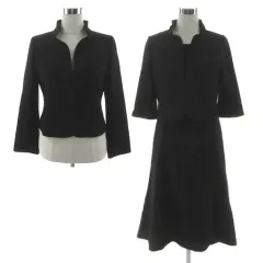 ユキトリイ YUKI TORII ブラックフォーマル ワンピーススーツ 立襟りジャケット 立襟りワンピース レイヤード風 七分袖 ミディ丈 ブラック 黒 9