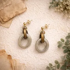 アルミピアス-1｜カジュアル シルバー×ゴールド／軽やかヴィンテージ