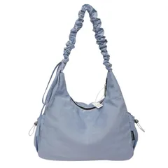 [ハルジオ] ホーボーバッグ ギャザーバッグ ショルダーバッグ レディース ハーフムーンバッグ ギャザー フリル シャーリング 韓国 y2k ブラック ホワイト ブルー ショルダー ギャザーショルダー 肩掛け 斜めがけ 鞄 おしゃれ かわいい (ブ [ブルー]