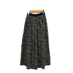 スプレイ SpRay プリーツ スカート ロング ヒョウ柄 レオパード ブラック 黒 /KT20