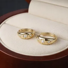 483【K18ゴールドカラー】ダイヤ スター 星 フープピアス 上品 華奢 大人 女性 高級感 エレガント シンプル 輝き 清楚 普段使い フォーマル ギフト 人気 プレゼント おしゃれ 上質 小ぶり アクセサリー 好印象 贈り物 セミフォーマル 特別