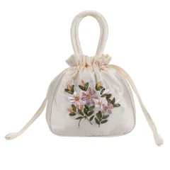 [ハルジオ] 巾着バッグ 浴衣 バッグ 巾着 浴衣バック レディース ハンドバッグ 巾着ポーチ 巾着袋 ポーチ 小さめ ミニ 浴衣用 バック 鞄 かばん カバン おしゃれ かわいい お洒落 可愛い ドレス 和装 袴 着物 和服 人気 (ホワイト) [ホワイト]