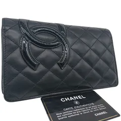 【美品】CHANEL カンボンライン ココマーク 長財布 ギャランティーカード ブラック／ブラック／ピンク