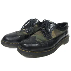 ドクターマーチン DR.MARTENS 希少 3989 3ホール ウイングチップ ダービーシューズ 革靴 レースアップ 迷彩柄 ブラック/モスグリーン UK6 25cm