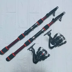 ⭐️初売り特価⭐️【新品】1.8ｍのコンパクトロッドとリール(糸付き)　２本セット　ちょい投げ、穴釣り、探り釣り、サビキ釣り等にオススメ　初心者の入門用や気軽なファミリーフィッシングにオススメ