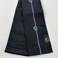 【美品】半幅帯 優品 幾何学 黒 化繊 【中古】