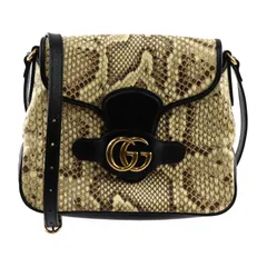 超美品 GUCCI グッチ GGマーモント 648934 ショルダーバッグ パイソン レザー ベージュ ダブルG ゴールド金具【本物保証】 GUCCI グッチ ショルダーバッグ 648934 パイソン レザー ベージュ