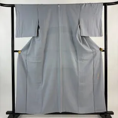 色無地 身丈157cm 裄丈61.5cm S 袷 落款 地紋 灰色 正絹 優品 一つ紋 【中古】