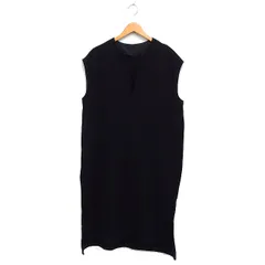 クラシカルエルフ CLASSICAL ELF カフタン調 サイドスリット 圧縮ニット ロング丈 ワンピース フレンチスリーブ 無地 L ブラック 黒 /FT32