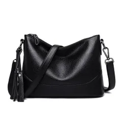 [AQUA Marine] ショルダーバッグ レディース 2WAY トートバッグ ハンドバッグ 斜めがけ PUレザー 肩掛け 大容量 軽量 通勤 通学 おしゃれ きれいめ 上品 大人 (ブラック) [ブラック]