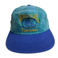 【キャップ/帽子】アメリカ製　USA製 WORLD CLASS (ワールドクラス) 6パネルキャップ　ビンテージキャップ　シーグリーン　ブルー　青　刺繍ロゴ
