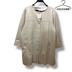 訳あり／未使用／タグ付き品／大きいサイズ／アイボリー／スエード調／ノーカラー／ロング丈／ジャケット／秋冬／上品／アウトレット／大きいサイズ／3L