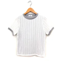 テチチ Te chichi 半袖 カットソー Tシャツ 丸首 ストライプ テレコ M グレー 灰 /FT30