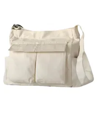 [レンロック] ショルダー トートバッグ キャンバスバッグ ファスナー付き 大容量 肩掛け 斜めがけ 帆布バッグ たすき掛け 軽量 大きめ おしゃれ (キナリ) [キナリ]