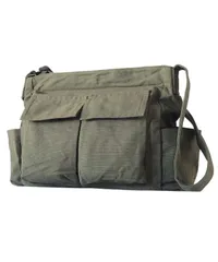 [レンロック] ショルダー トートバッグ キャンバスバッグ ファスナー付き 大容量 肩掛け 斜めがけ 帆布バッグ たすき掛け 軽量 大きめ おしゃれ (カーキ) [カーキ]