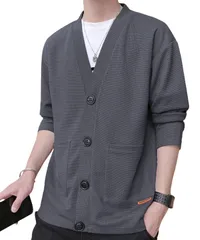 [レンロック] メンズ カーディガン ジャケット Vネック スクールニット 羽織 アウター 春 秋 冬 学生服 中学生 高校生 冷房対策 通勤 通学 無地 (JP, アルファベット, 3XL, チャコール) [チャコール] [3XL]