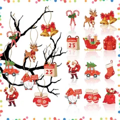 【特価セール】吊り下げ 24点セット サンタクロース 飾り 雑貨 ツリー 飾り 飾り付け クリスマスツリー インテリア 装飾 オーナメント おしゃれ 雰囲気パーティー用品 クリスマス デコレーション