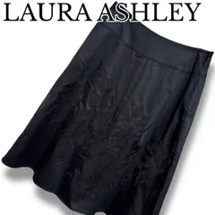 LAURA ASHLEY ローラアシュレイ ブラック 刺繍 フレアスカート ポリエステル100% 中国製 7 Sサイズ相当 上質素材 レディース エレガント MSJ340H4 001301H