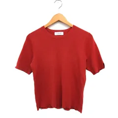 シンプリシテェ SIMPLICITE サマーニット セーター 半袖 丸首 無地 綿混 レッド 赤 /FT34