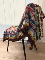 インポートラグ マルチクロス グラニーニット マルチカラー ヴィンテージ 大判 【縦154cm×横120cm】