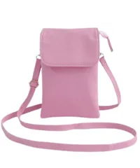 [レンロック] スマホポーチ ショルダーバッグ スマホポシェット バッグ ポーチ サブバッグ 財布 ショルダーポーチ レディース 長さ調節 斜め掛け 多機能 軽量 ファスナーポケット 磁石ボタン 合皮 (ピンクエンボス) [ピンクエンボス]