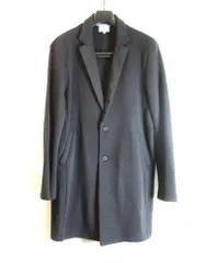 ランバンオンブルー LANVIN en Bleu 襟切り替えウールニットコート ブラック size50 美品