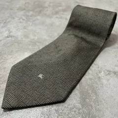 【Burberry】ウール混ネクタイ　グレー　ロゴ入り　ホースロゴ　チェック