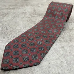 【Burberry】小紋花柄ネクタイ　レッド　レトロ
