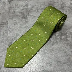 【BVLGARI】アニマル柄ネクタイ　グリーン　鹿柄　鹿と人　最高級　セッテピエゲ