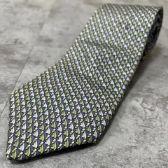 【Christian Dior】羽根モチーフネクタイ　小紋柄　ブルー　羽根と花