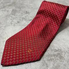 【dunhill】dロゴ入りチェーン柄ネクタイ　レッド　バイカラー