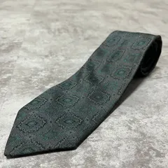 【LANVIN】モチーフパターンネクタイ　ネイビー　グリーン