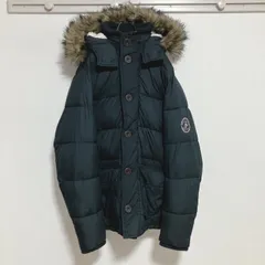 【状態良好】アバクロンビーアンドフィッチ　袖ロゴ刺繍　ファー中綿ジャケットコート　黒　XL