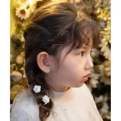☆ ホワイト ☆ Rora ローズメル ヘアクリップ2個セット Rora ヘアクリップ キッズ 2個セット ローズメル お花 フラワー ラインストーン ヘアークリップ 髪どめ 髪留め ヘアアクセサリー 髪飾り 子供 女の子 大人っぽい 卒園式 入学式