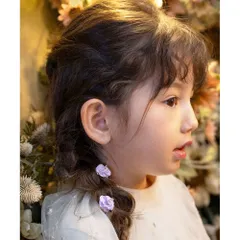 ☆ パープル ☆ Rora ローズメル ヘアクリップ2個セット Rora ヘアクリップ キッズ 2個セット ローズメル お花 フラワー ラインストーン ヘアークリップ 髪どめ 髪留め ヘアアクセサリー 髪飾り 子供 女の子 大人っぽい 卒園式 入学式