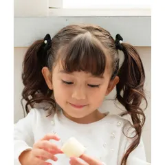 ☆ ブラック ☆ Rora ベル ヘアクリップ ２個セット Rora ヘアクリップ キッズ 2個セット ベル ミニ リボン パール ベルベット ヘアークリップ 髪どめ 髪留め ヘアアクセサリー 髪飾り 子供 女の子 大人っぽい 卒園式 入学式 結婚式 発表会