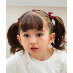 ☆ レッド ☆ Rora ベル ヘアクリップ ２個セット Rora ヘアクリップ キッズ 2個セット ベル ミニ リボン パール ベルベット ヘアークリップ 髪どめ 髪留め ヘアアクセサリー 髪飾り 子供 女の子 大人っぽい 卒園式 入学式 結婚式 発表会