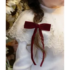 ☆ ワインレッド ☆ Rora マールン ベルベット バレッタ Rora バレッタ キッズ マールン ベルベット 髪飾り 髪どめ 髪留め リボン 大きめ 大人っぽい 女の子 女子 子供 子ども こども フォーマル 卒園式 入学式 結婚式 発表会 七五三