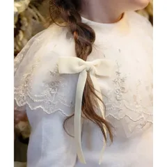 ☆ ホワイト ☆ Rora マールン ベルベット バレッタ Rora バレッタ キッズ マールン ベルベット 髪飾り 髪どめ 髪留め リボン 大きめ 大人っぽい 女の子 女子 子供 子ども こども フォーマル 卒園式 入学式 結婚式 発表会 七五三 おしゃれ