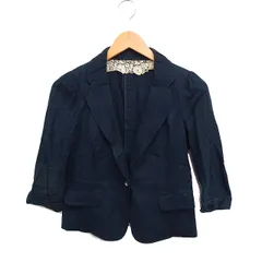 プライドグライド prideglide テーラードジャケット 七分袖 1ボタン 無地 綿麻 36 ネイビー 紺 /FT16