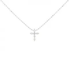 K18WG クロス ダイヤモンド ネックレス 0.07CT