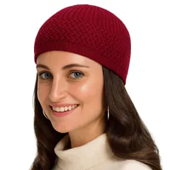 [Capprecier] イスラムワッチ イスラム帽子 ワッチキャップ メンズ レディース ニット帽 フリーサイズ 無地 おしゃれ 通気性 保温性 軽量 オールシーズン 8色展開 (JP, 数字サイズ, 60.0 cm, ク [クラレッド] [60.0 cm]